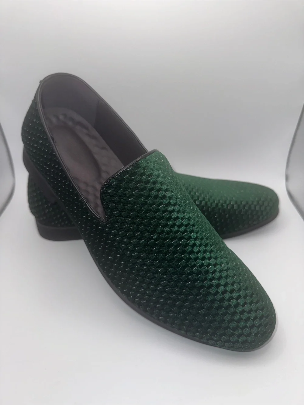 Men’s Green Velvet Smoking Loafers Size 43 EU Dress Slip On Shoes